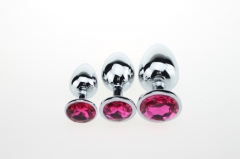 Metal White Fox Tail Anal Plugs Stainless Steel Silver Butt Plugs in 3 Sizes