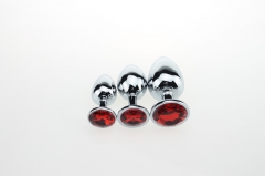 Metal White Fox Tail Anal Plugs Stainless Steel Silver Butt Plugs in 3 Sizes