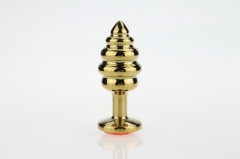 Threaded anal plug golden （M L）